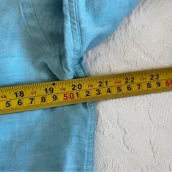 Bugatchi men’s Medium Uomo Ombre Blue Button up Shirt Long Sleeve Linen Blend - Picture 9 of 10